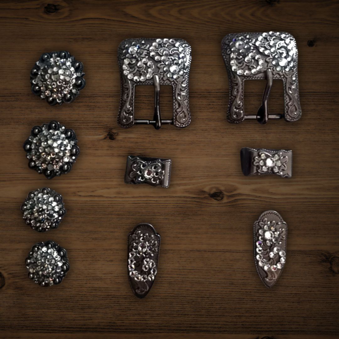 Schnallen & Conchoset Gunsilver Strass