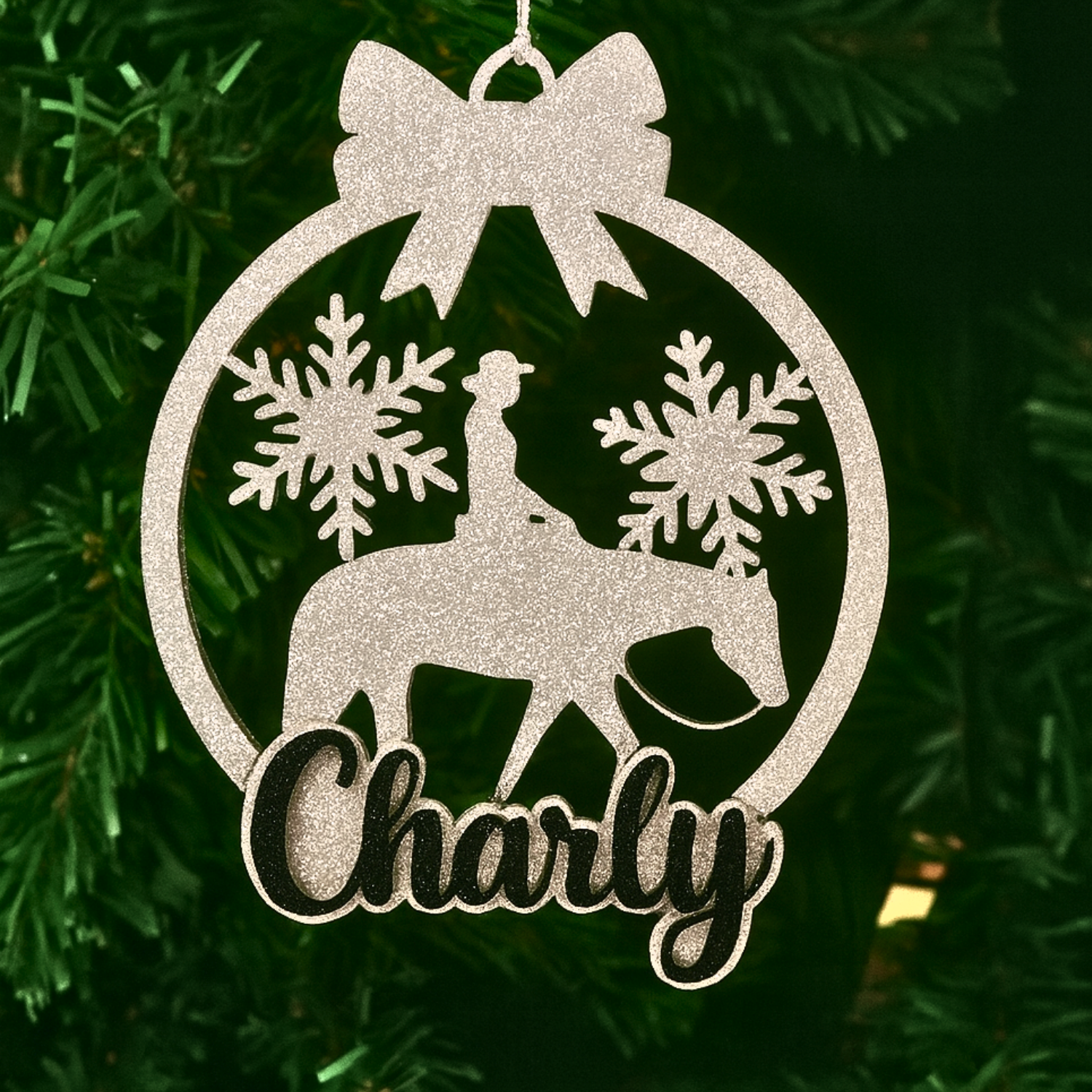 Weihnachtsbaumschmuck mit Personalisierung  Western | Isländer | Dressur | Springen – individuelle Pferde-Motive