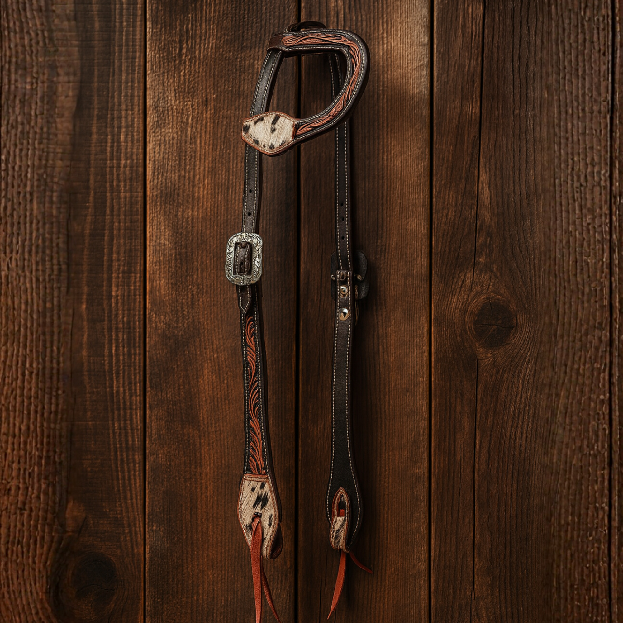 Einohrtrense „Ranch & Cow“ mit Kuhfell-Akzenten